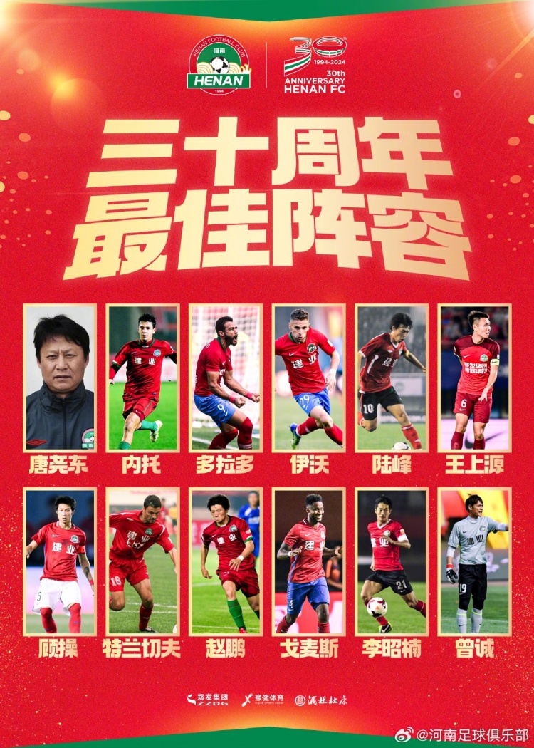 河南隊30周年最佳陣容：曾誠、王上源入選；伊沃、內托領(lǐng)銜五外援